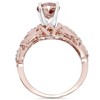 Pompeii3 1 Carat Morganite & Diamond Vintage Ring 14K Rose Gold - 3 of 4