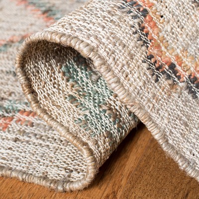 Beige and Gold Handwoven Wool and Cotton Kilim Rug