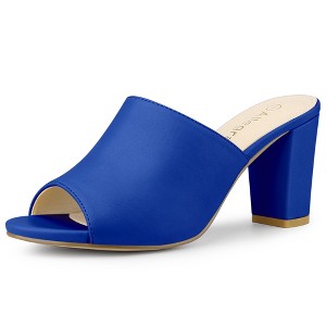 Allegra K Women's Slip-on Block Heel Slide Sandals - 1 of 4