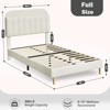Twin/Twin XL/Full Bed Frames, Velvet Upholstered Platform Bed Frames with Bookcase Headboard, Kids Bed for Girls, Heavy Duty Steel Support Legs - 2 of 4