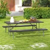 Tangkula Folding Picnic Table w/ 2 Benches 6 FT Camping Table Set w/ Metal Frame - 2 of 4