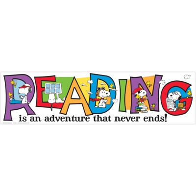 Eureka Peanuts Reading is an Adventure Banner (Pack of 6)