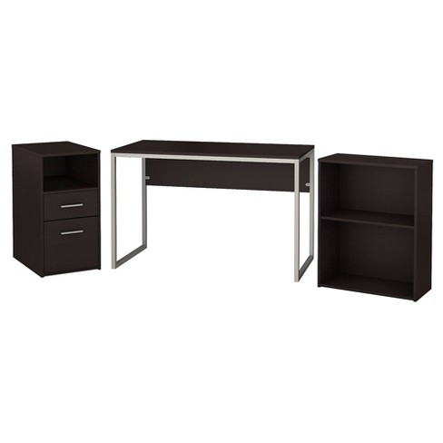 Torte Computer Desk With File Cabinet And Bookcase Brown Bush
