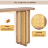 Sapphtopaz Farmhouse Two-Tone Console Table with Rattan Wood Base Narrow Entryway Table with Oval Tabletop Side Table for Living Room,Hallway - 2 of 4