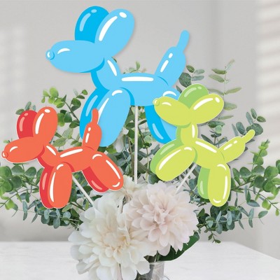 Big Dot of Happiness Balloon Animals - Happy Birthday Party Centerpiece Sticks - Table Toppers - Set of 15