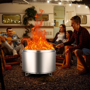 27" Smokeless Fire Pit with Adjustable Airflow, 304 Stainless Steel Wood-Burning Firepit, 360° Heat & Secondary Burn Technology, Outdoor Fire Bowl - 1 of 4