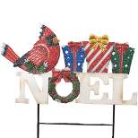 Christmas Metal Noel Cardinal W/Gifts  -  One Yard Decoration 22.5 Inches -  Yard Cardinal Presents  -  31824012  -  Metal  -  Red