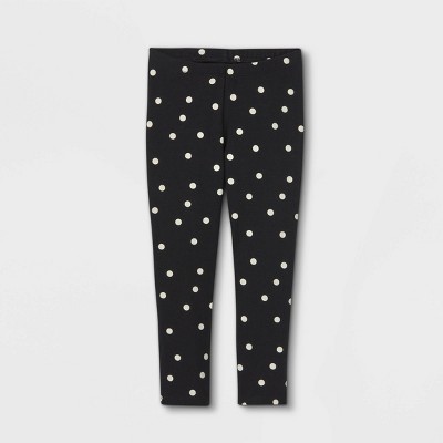 Image of Toddler Girls' Dot Leggings - Cat & Jack™ Black 2T: Comfortable Stretch, Midweight Jersey, OEKO-TEX Certified