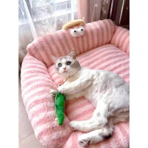 Fairyland™ - Striped Dopamine Pet Sofa & Bed – Cozy Plush Nest for Cats & Small Dogs - 1 of 4