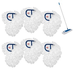 Lola Products 360 Degree Flexible 18" Dust Mop Replacement Head, Fine Fiber Machine Washable Dust Mop Head Attracts Dust & Dirt Like a Magnet, 6 Count - 1 of 4