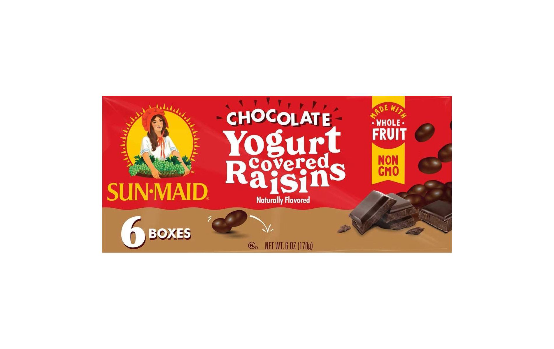 Sun-Maid Chocolate Yogurt Covered Raisins Multipack - 6oz/6ct