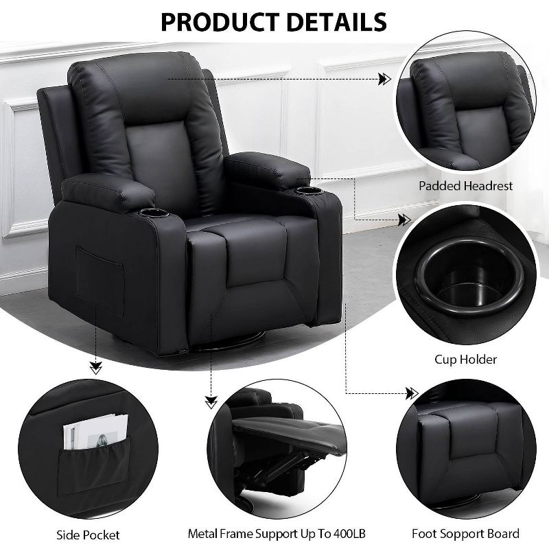 Bonded PU Leather Recliner Loveseat - COMHOMA, 2 of 6