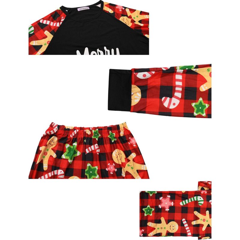 cheibear Christmas Sleepwear Long Sleeve Tee with Pants Lounge Family Pajama Sets, 4 of 5