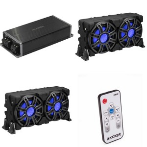 Kicker (2) 51MWLE104 - MWE 10-Inch Loaded Premium Marine Sub Encl w/ Passive Radiator 4ohm & 51KPX5001 Powersports Amp Bundle ( Includes LED Remote ) - 1 of 4