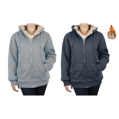 Rudoplh  Women's Loose Fit Heavyweight Hoodie With Faux Shearling Lining-2 Pack