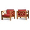 Christopher Knight Home Brava Outdoor Acacia Wood Club Chairs with Water Resistant Cushions (Set of 2) - 2 of 4
