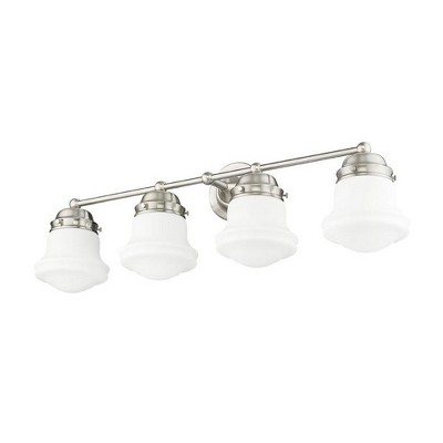 Vaughn 31.5" Brushed Nickel Vanity Light with Opal Glass Shades