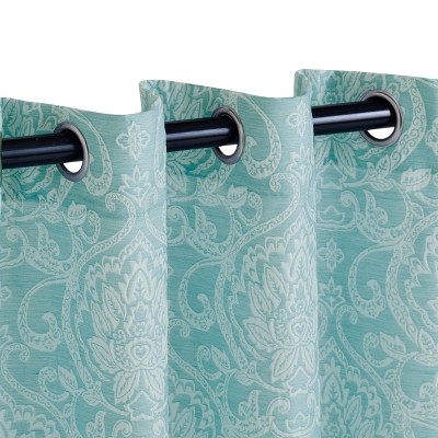 Raindrop Blue Polyester Light-Filtering Grommet Curtain Panel Set, 52" x 96"