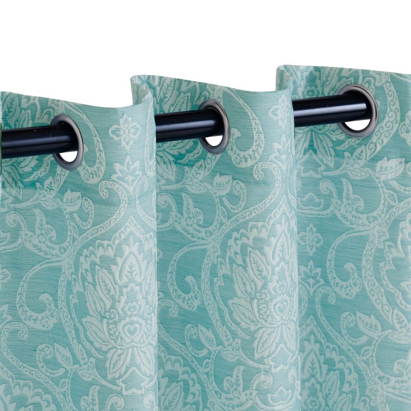 Jacquard Woven Textured Srolling Damask 2-Piece Curtain Panel Set with Stainless Grommet Header - Blue Nile Mills, 2 of 5