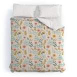 Ditsy Floral Field Pimlada Phuapradit Comforter Set Pink/Yellow/Green - Deny Designs