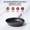 Alva Cookware Forest Nonstick Carbon Steel Frying Pan Skillet, Stay Cool Acacia Wood Handle, Pre-Seasoned, Non Toxic Cookware, Electric Skillet - 4 of 4