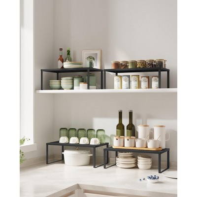 Set of 2 Metal Kitchen Counter Shelves - Stackable, Expandable Spice Racks, Cabinet & Countertop Organizers, Shelf Risers