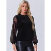 Allegra K Women's Sparkly Sequin Puff Long Sleeve Velvet Patchwork Party Top - 4 of 4