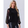 Allegra K Women's Sparkly Sequin Puff Long Sleeve Velvet Patchwork Party Top - image 4 of 4