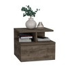 Grungis Wall Mounted Floating Nightstands with Single Drawer & Dual Shelves,Space-Saving Bedside Table for Bedroom Furniture - 2 of 4