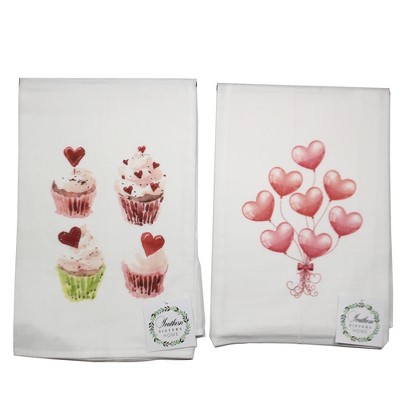 Tabletop 28.0" Valentine Cupcake Heart Towels Soft Absorbent Love Southern Sisters Home  -  Kitchen Towel