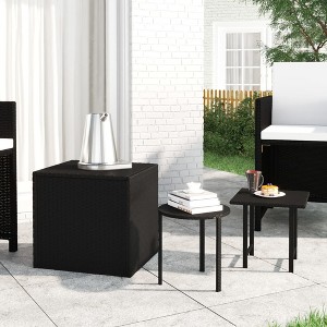 vidaXL Side Tables 3 pcs Black Poly Rattan - 1 of 4