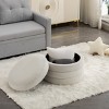 Round Upholstered Ottoman Velvet Foorstool with Storage for Living Room,Bedroom-Tanpinhause - 2 of 4