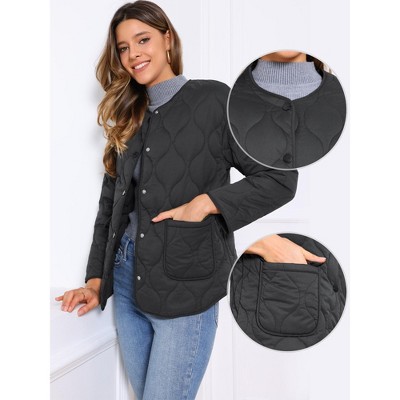 Женские куртки INSPIRE CHIC Women's Button Down Lightweight Trendy Casual Outerwear Winter Puffer Quilted Jacket with Pockets X-Small Black — фото 2