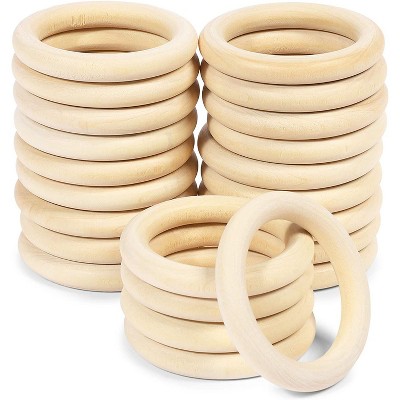 Bright Creations 24 Pieces Natural Wooden Rings 2.7" Smooth Unfinished Wood Circles for DIY Crafts and Jewelry Making