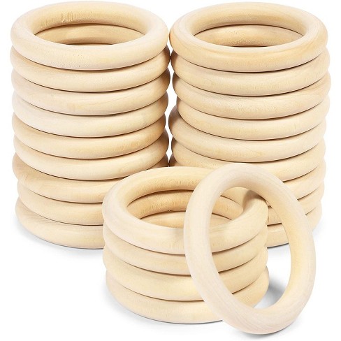 65 mm Kiwochy 10 PCS Wooden Rings Natural Wood Rings Without Paint Smooth Unfinished Wood Circles Solid Wood Rings Handicrafts Teethers Wood for DIY Craft Pendant Connectors Jewelry Making 