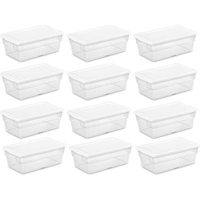 Sterilite 6 Qt Storage Box, Stackable Bin With Lid, Plastic Container To  Organize Shoes And Crafts On Closet Shelves, Clear With White Lid, 36-pack  : Target