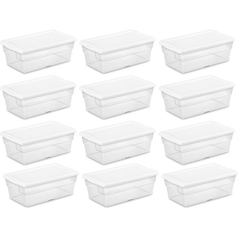 Sterilite 16 Quart Clear Plastic Stacking Storage Container Box (12 Pack)