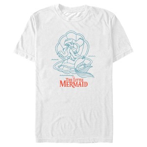 Men's The Little Mermaid Ariel Outline Logo  T-Shirt - White - Small - 1 of 4