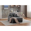 Dexmalle Corduroy Upholstered Chaise Lounge Sofa with Handrail storage and Ottoman - 2 of 4