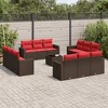 vidaXL 13 Piece Patio Sofa Set with Cushions Brown Poly Rattan - 2 of 4