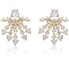 Guili Sterling Silver 14K Gold Plated Snowflake Cluster Earrings with Sparkling Cubic Zirconia - Elegant, Winter-Inspired for Special Occasions - 2 of 3