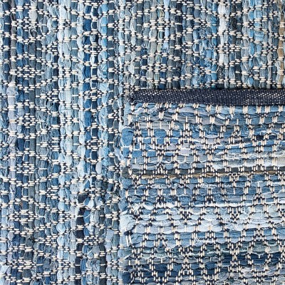Coastal Charm Blue Cotton 8' x 10' Hand-Woven Area Rug