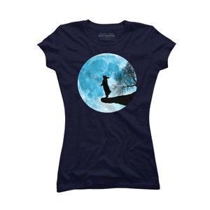 Junior's Design By Humans Moon Bunny By Maryedenoa T-Shirt - 1 of 3