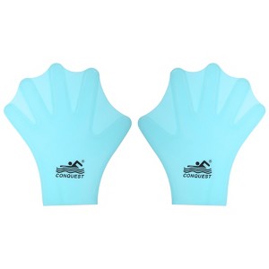 Unique Bargains Silicone Aquatic Training Resistance Full Finger Swim Gloves 1 Pair - 1 of 4