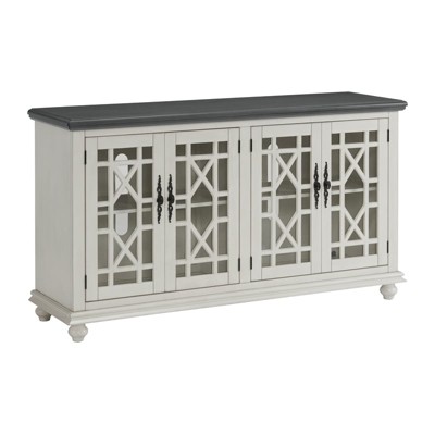 Parisian Antique Market Inspired 63" White and Grey TV Console