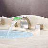 Sumerain Waterfall Widespread LED Bathroom Sink Faucet with 2 Knob Handle, Brushed Nickel - 3 of 4