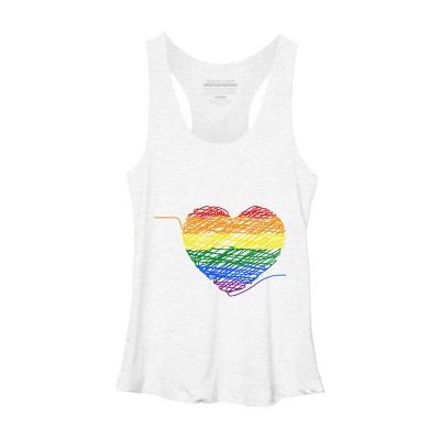 Adult Design By Humans Rainbow Colored String Pride Heart By corndesign Racerback Tank Top