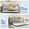 Twin Daybed with Trundle, Metal Bed Frame with Pull Out Sleeper, Steel Slat Support, No Box Spring Needed, Easy Assembly - 3 of 4