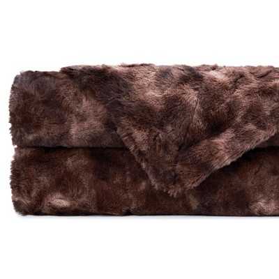 Chocolate Twin Reversible Faux Fur Throw Blanket