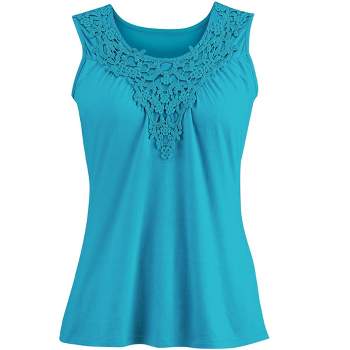 Collections Etc Beautiful Lace Trim Tank Top